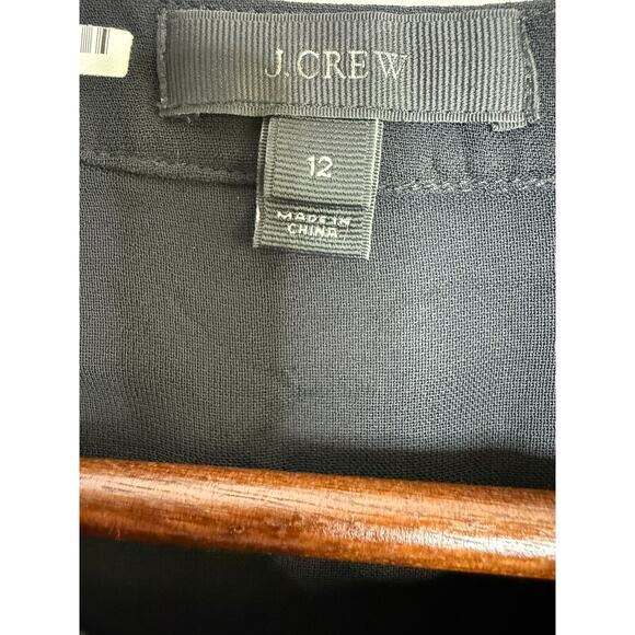 J.Crew Keyhole Puff Long Sleeve Drapey Crepe Blouse Button Closure L Black #4128 - Picture 8 of 15